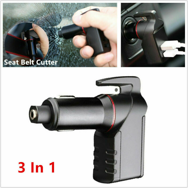 3 In 1 Car Truck USB Emergency Tool Window Braker Seat Belt Cutter USB Chager 1x