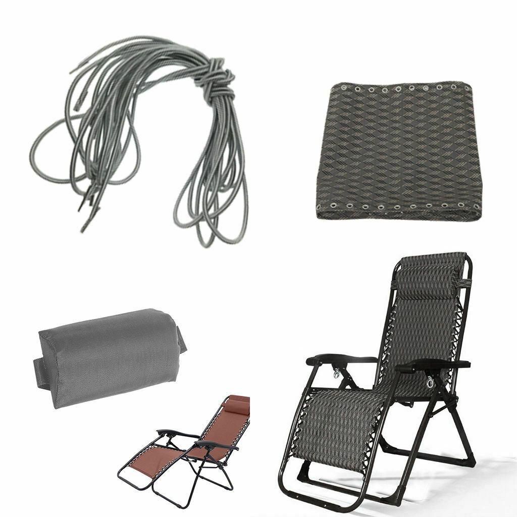 Folding Recliner Cloth + Headrest + Laces Set for Outdoor Garden Lounger