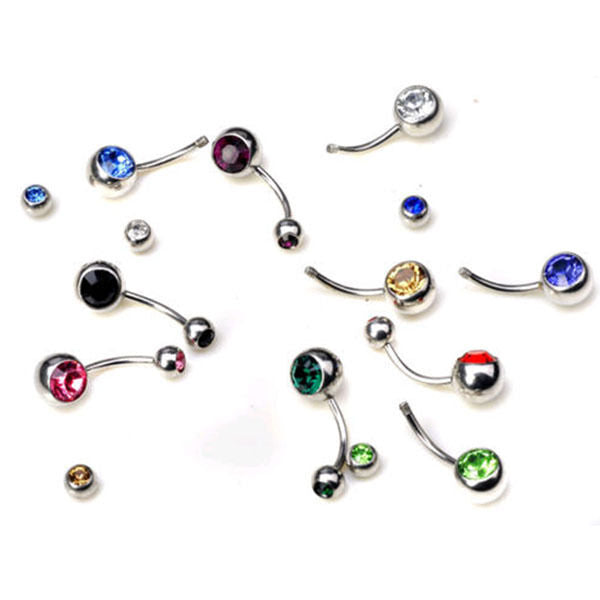 Hot 10X Rhinestone Crystal Belly Button Ring Navel Bar Body Piercing Jewelry