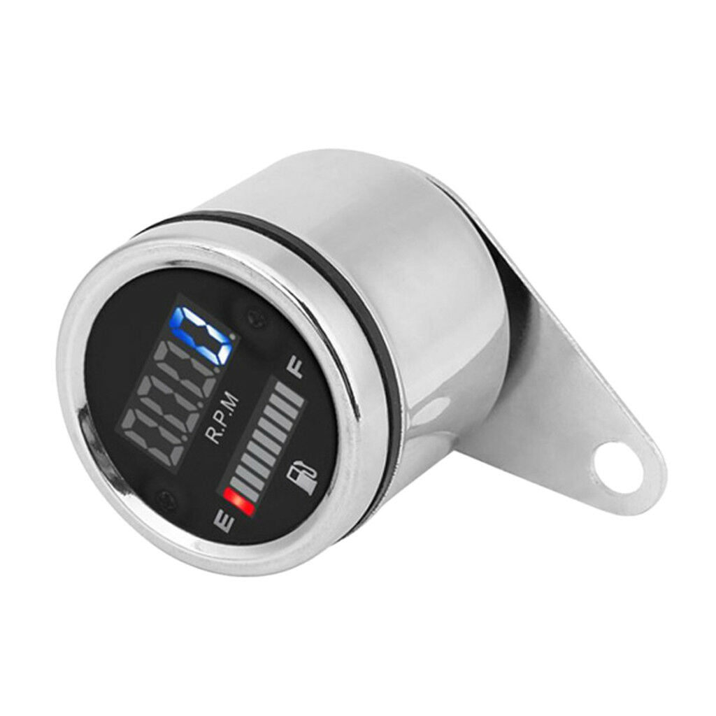 Universal Motorcycle Tachometer Oil Fuel Level Gauge Meter LED Digital