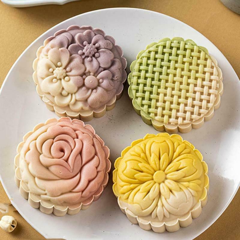 4ps Blossom Flowers Stamps Moon Cake Mould DIY 150g mooncake mold  Pastry Tool