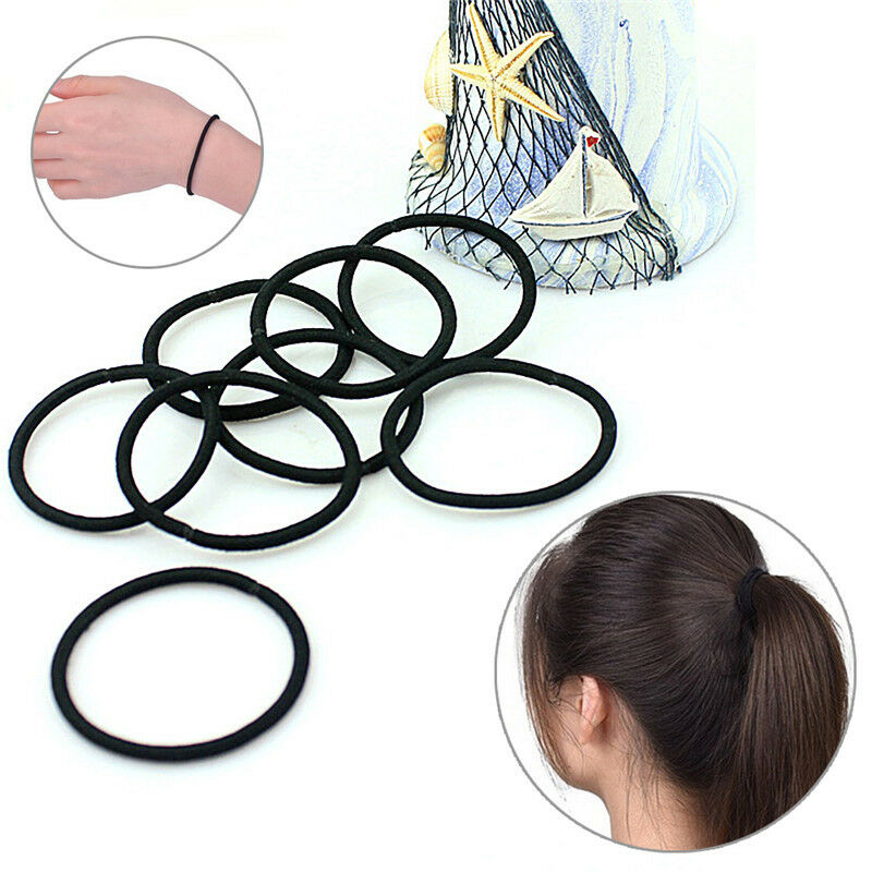40X Black Elastic Rope Ring Hairband Women Girl Hair Band Tie Ponytail Ho.l8