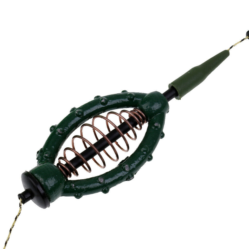 Carp Fishing Feeder Fishing Baits Cage Hook Rig Set Lead Sinker Tackle 60g