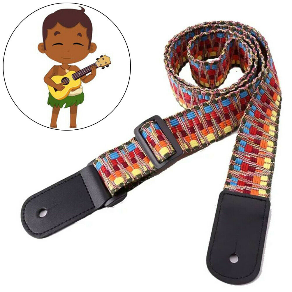 Adjustable Colorful Ukulele Cotton Strap Belt Weaving Style Strap Soft Le.l8