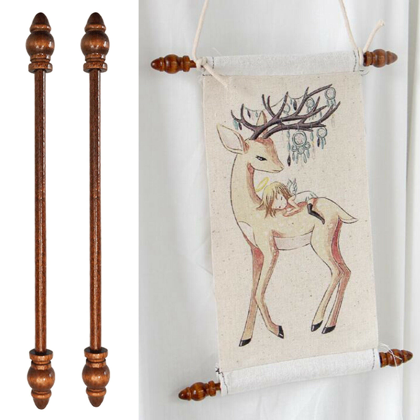 2x 7 inch Tapestry Hanging Poles Picture Flag Poster Photos Maps Hanger Rods