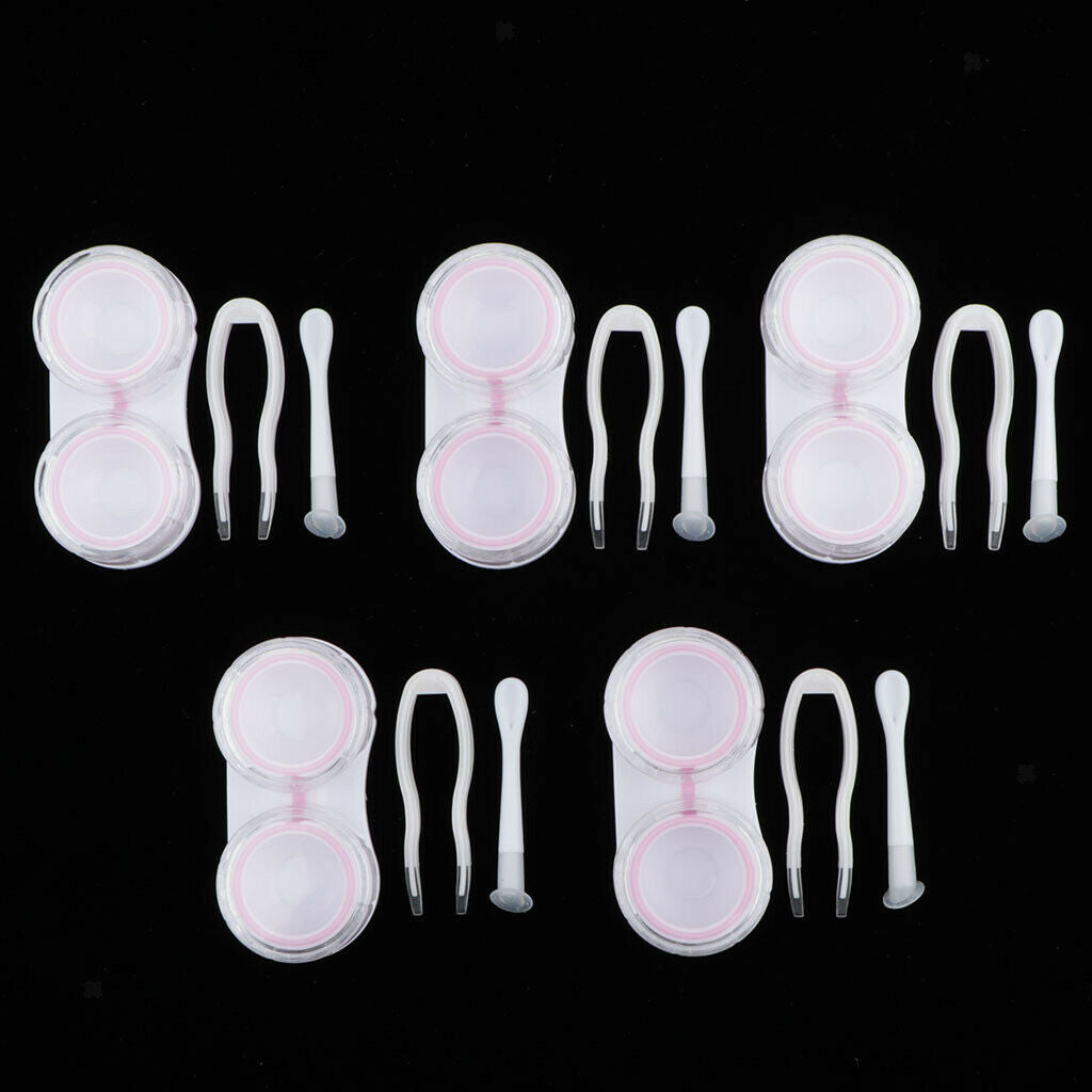5Pcs Portable Contact Lens Soaking Case Container Holder Storage Box Pink
