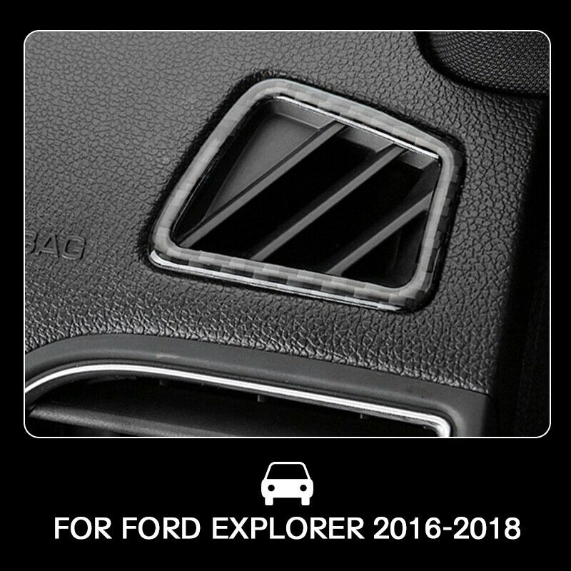 2pcs Carbon Fiber Upper Air Vent Outlet Cover Trim For Ford Explorer 2013-2018