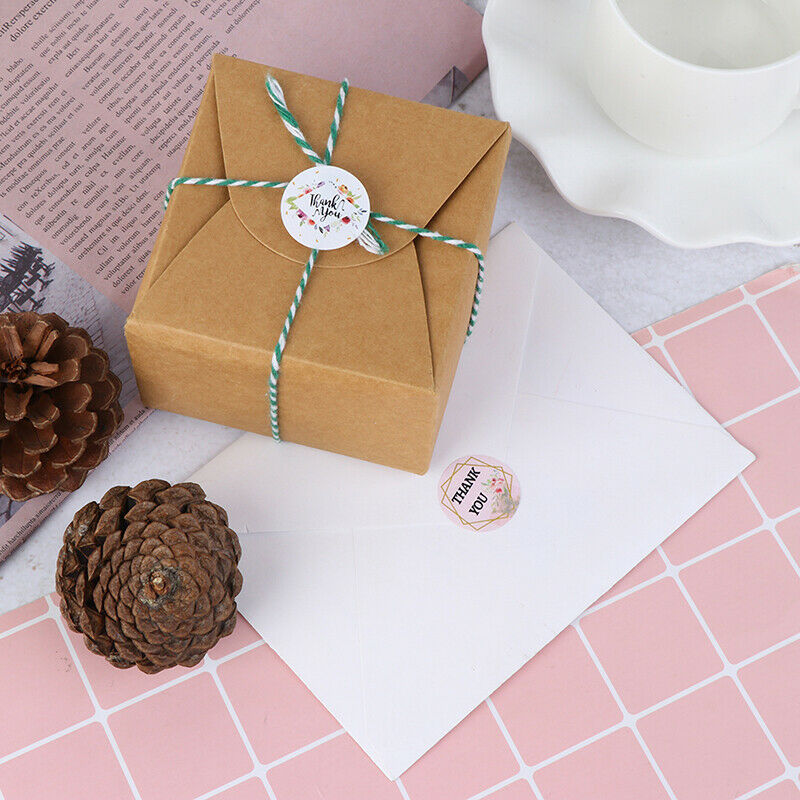 500pcs/roll round floral thank you stickers for package seal labe.l8