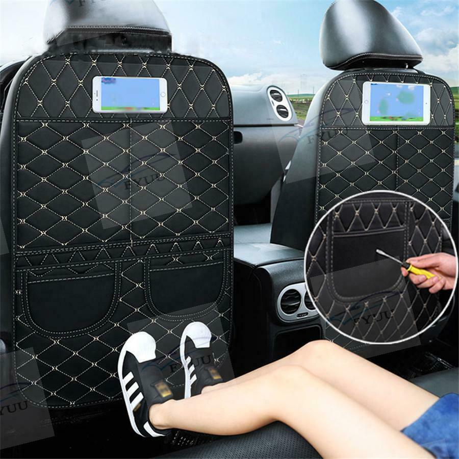 2PC Pu Leather Car Seat Anti-Kick Protector Storage Mats For Children Kid Baby