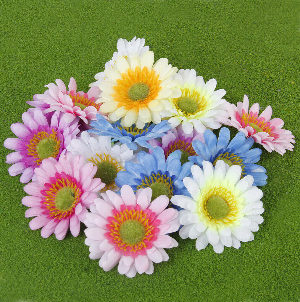 10Pcs 3.15" Artificial Gerbera Daisy Silk Flowers Heads for DIY Wedding