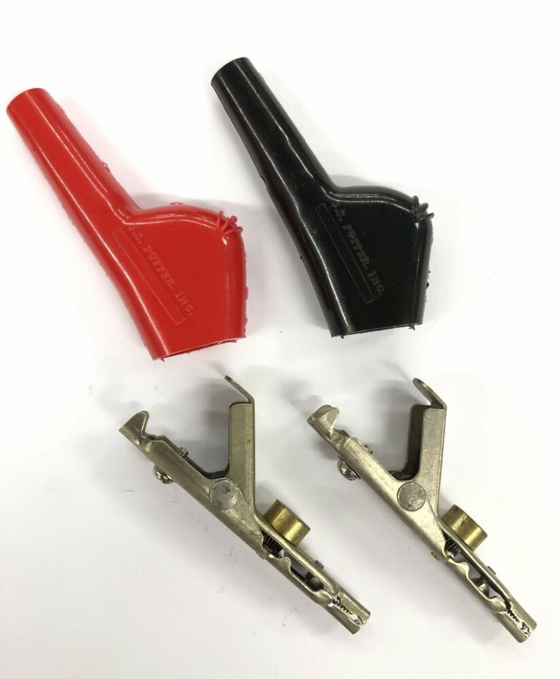 1 Pair of 6P Red and Black Car Repair Alligator Clips with Barbed Wire Insulator