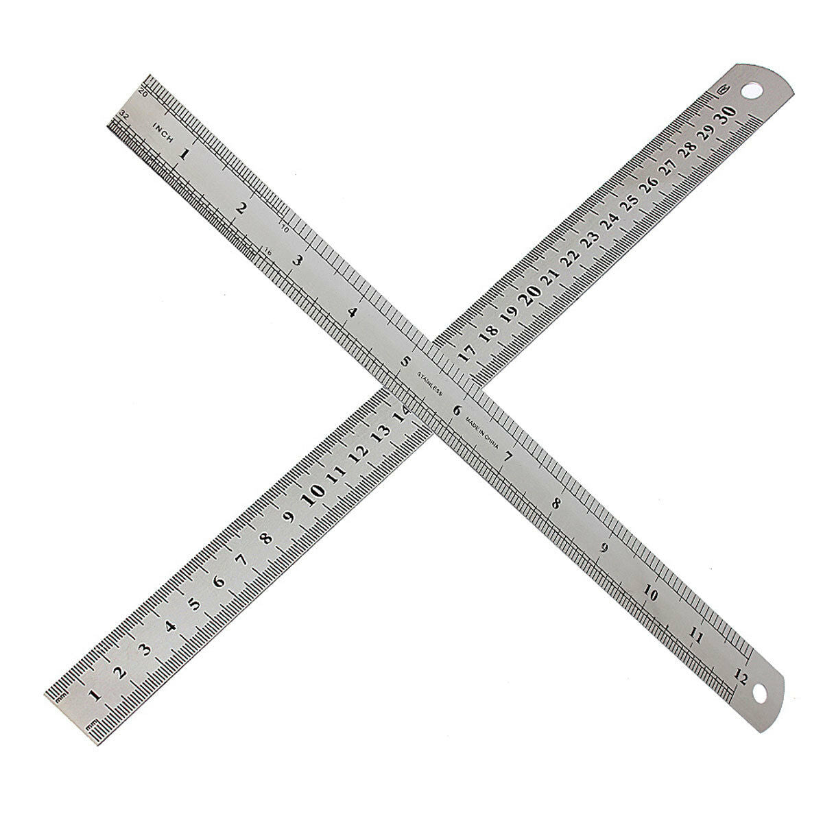 12"/ 30cm 1PC Stainless Steel Metric Metal Double Sided Ruler Measurement