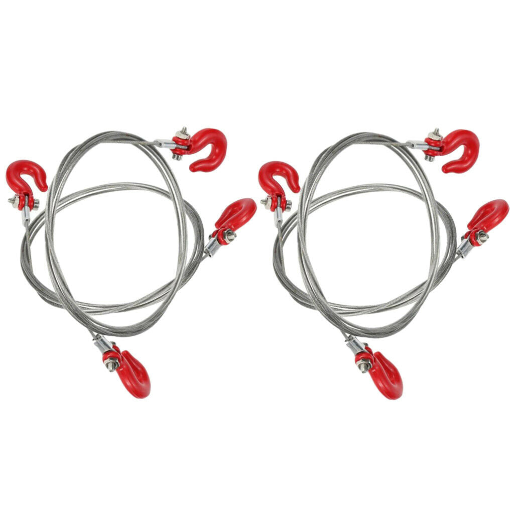 4X 1/10 RC Car Crawler Steel Tow Rope with Hooks for Wraith Axial SCX10 D90