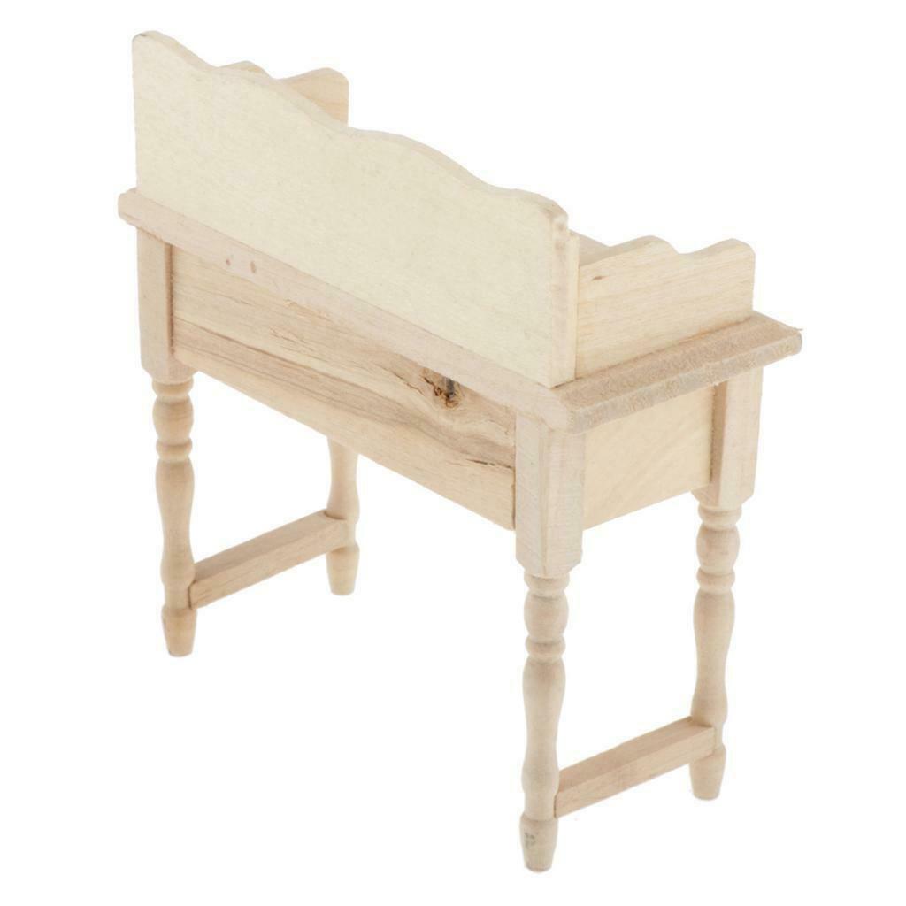 Set of 2 1:12 Wooden Desk Table Dressing Table for Bedroom Furniture Kits