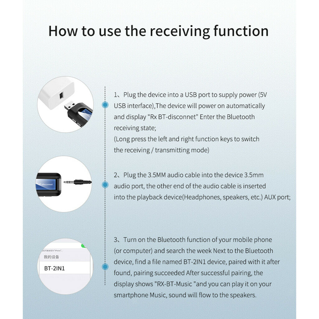 USB Bluetooth 5.0 Audio Transmitter Receiver with LCD Display Adapter,3.5MM