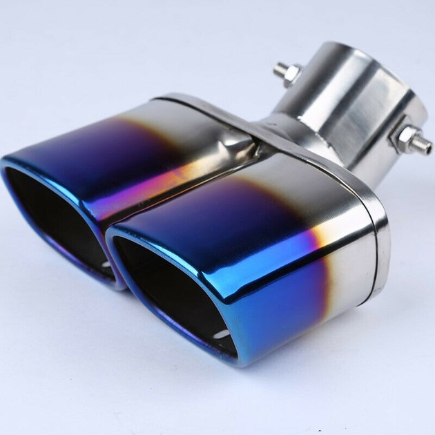 Stainless Steel Chrome Car Dual Exhaust Tip Square Tail Pipe Muffler 63mm/2.5"