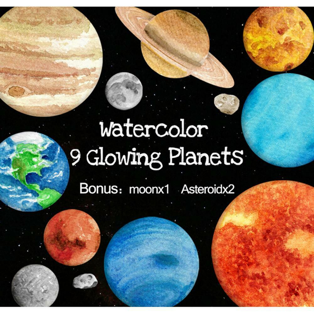 9pcs Planets Luminous Wall Stickers Waterproof DIY Kids Room Decor Gifts @