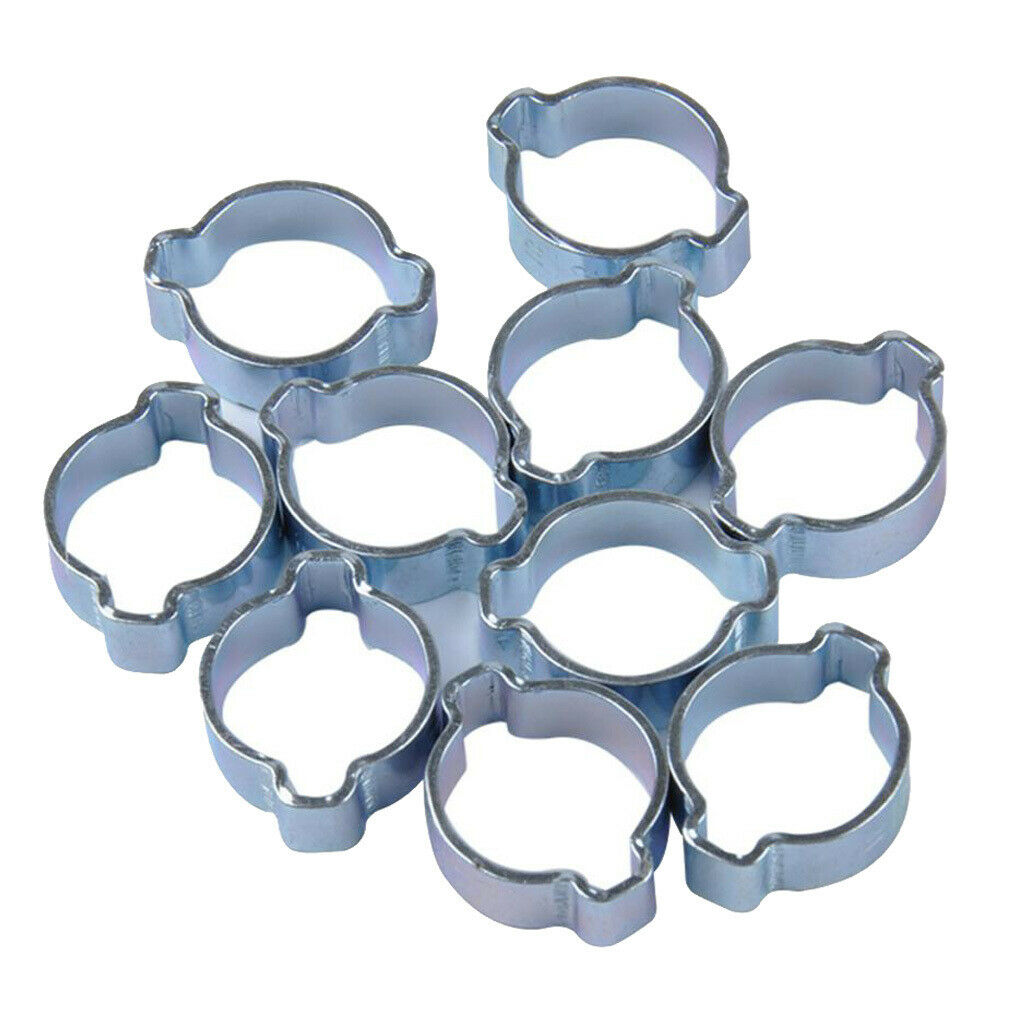 10x  15-18MM  Double Ear Crimp O Clips Air Fuel Hose Pipe Clamps