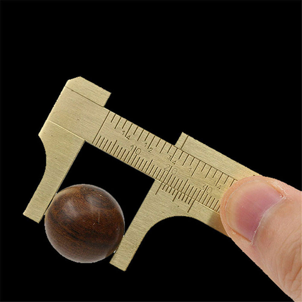 Mini Metal Scale Brass Sliding Gauge Vernier Caliper Ruler Pocket Measuring Tool