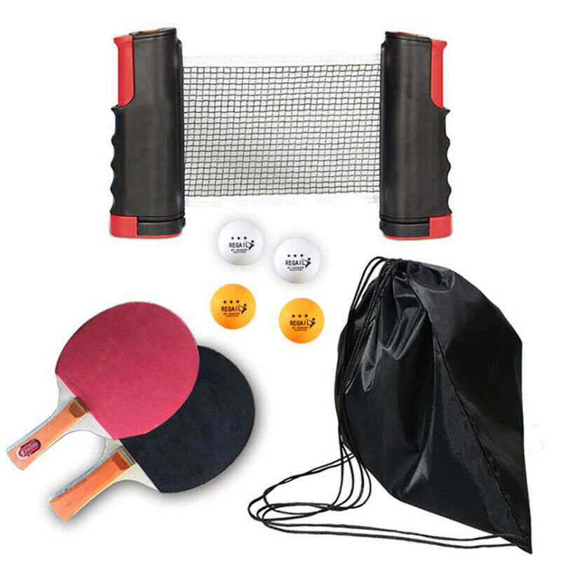Table Tennis Kit Ping Pong Set Portable Retractable Net 2 Bats + 4 Balls + y TH