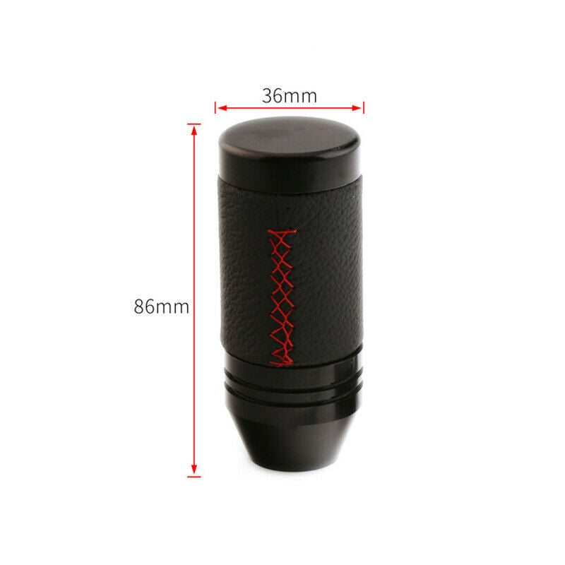 8MM 10MM 12MM Universal Manual Car Gear Shift Knob Shifter Lever Black Leather