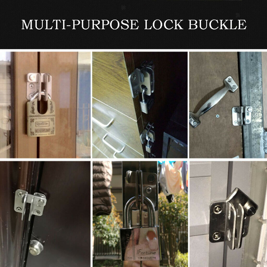 4pcs Stainless Steel Hasp Latch Lock Sliding Door for Window Gate Cabinet Buckle