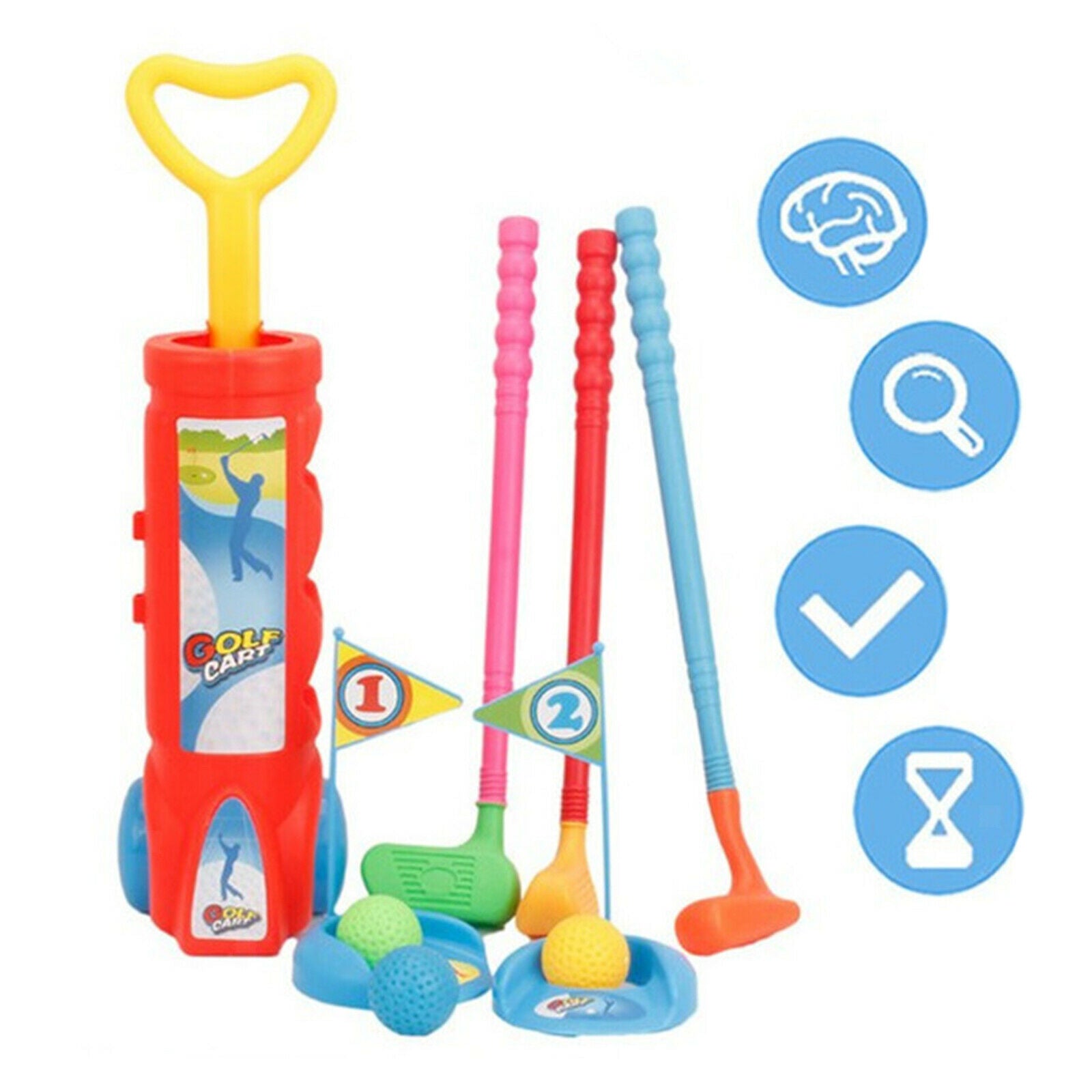 Kids Golfs Set Practice Plastic Mini Putter Club Caddy Balls Sports Game