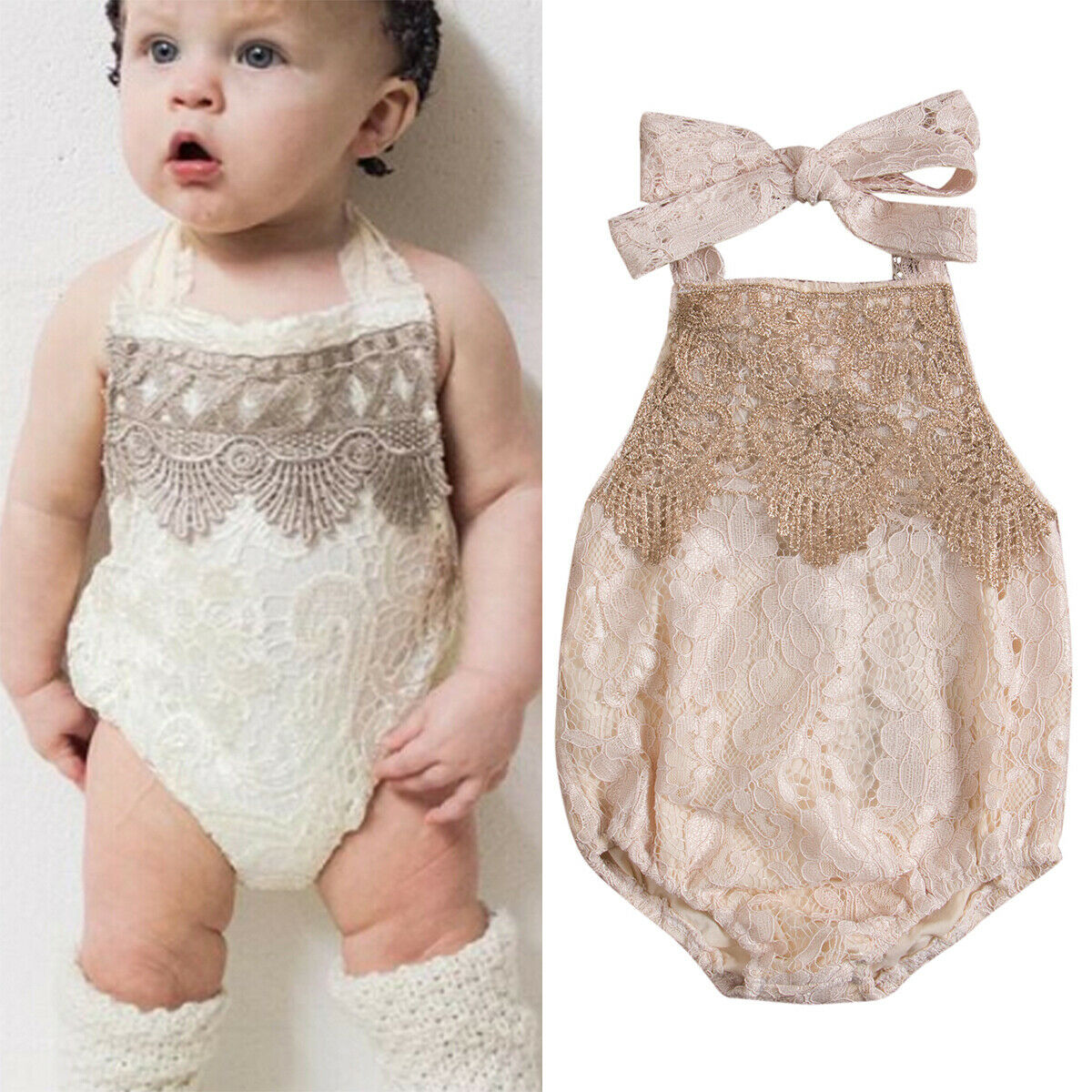 Newborn Kid Girls Baby Lace Princess Tutu Dress Romper Jumpsuit Bodysuit Sunsuit