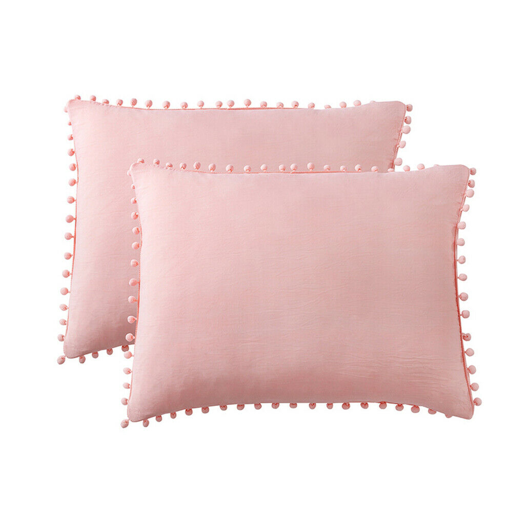 2 Pcs Purely Solid Color Sofa Bed Throw Pillow Cover 51x92cm Light Pink