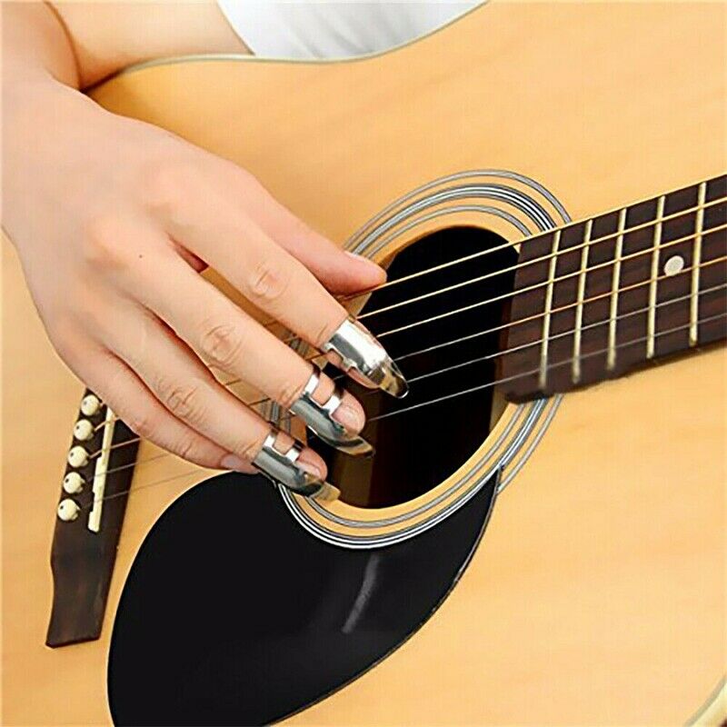 6Pcs Finger Picks Stainless Steel Metal Banjo Ukulele Guitar Picks S5M7M7