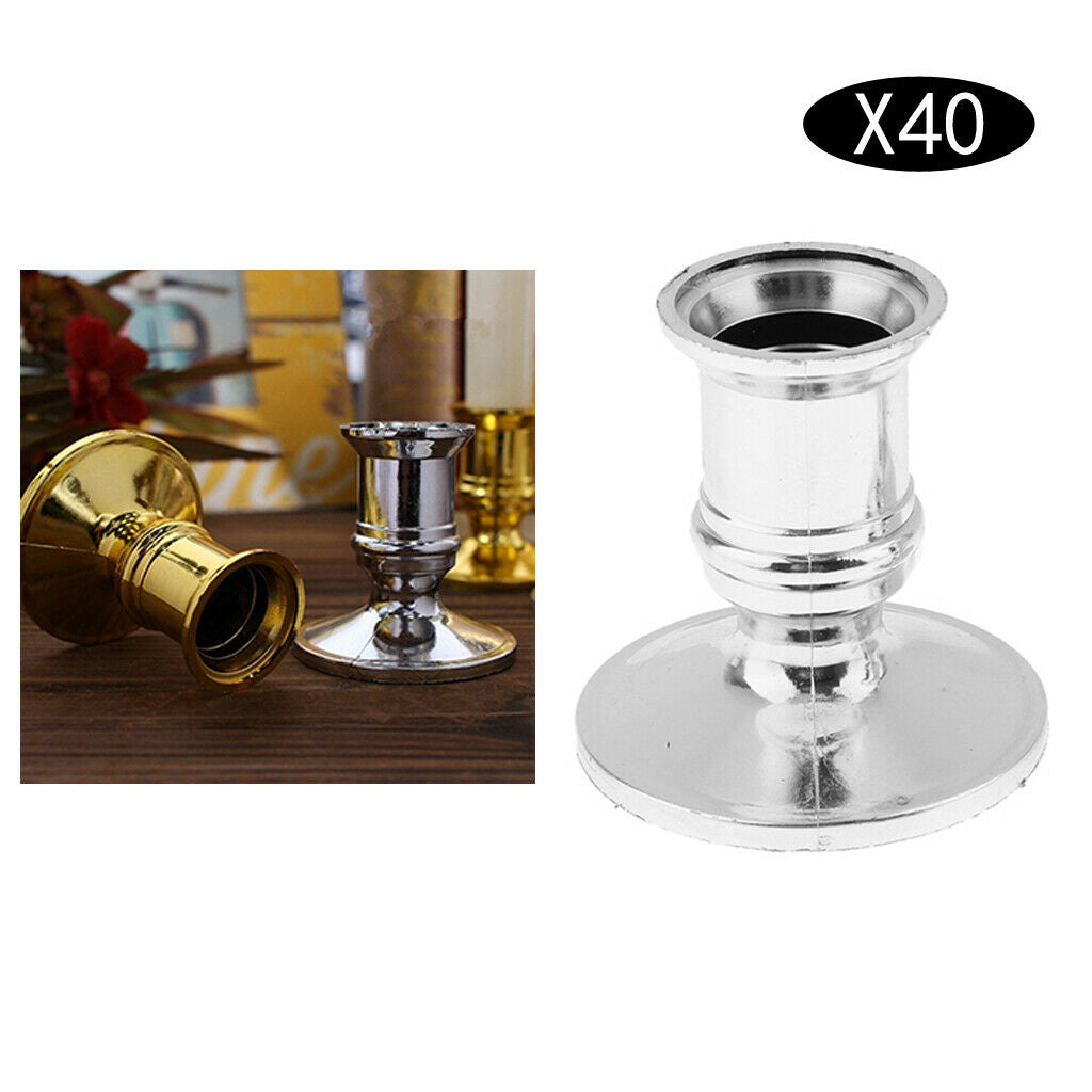 40pcs Candle Base Taper Candle Holder Plastic Candlestick for Ambience
