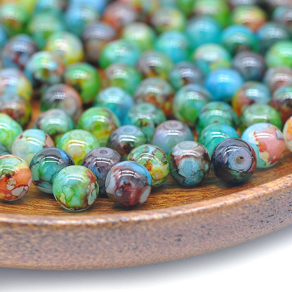 30x 8mm Natural Gemstones Macrame Beads Round Spacer Loose Beads Jewelry Making