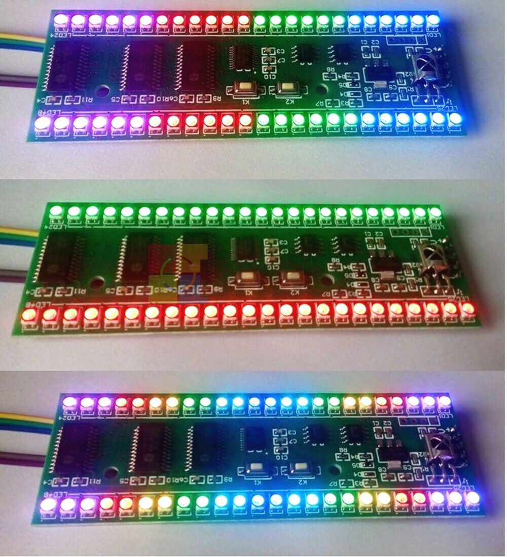 RGB 24 LED MCU Display Pattern Dual Channel Level Indicator Meter For Amplifier