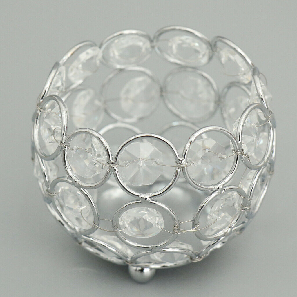 Set of 5 Crystal Display Bowl Tealight Candle Holder Globe Shape Home Dining