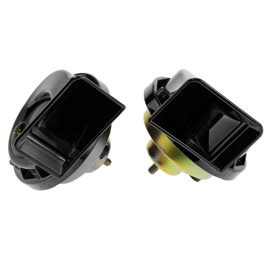 2 Pieces 12V 115 DB Universal Car Snail Horns High Bass Basin Type Black