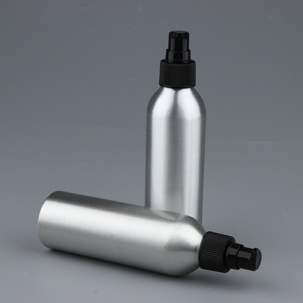 8oz Empty Aluminum Bottle with Lotion Pump Shampoo Containers 2Pcs - Black Pump,
