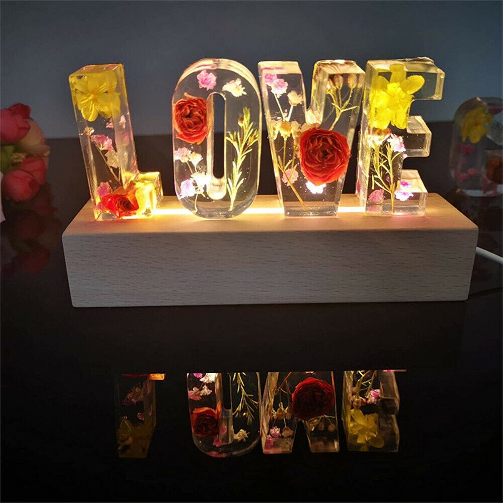 Letter Mould Small Night Light Base Stand Set DIY Epoxy Making Mould Decoration