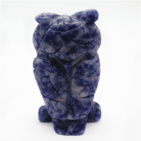 52x28x18mm Natural Blue Sodalite Carved Owl Decoration Statue Home Decor HH7924