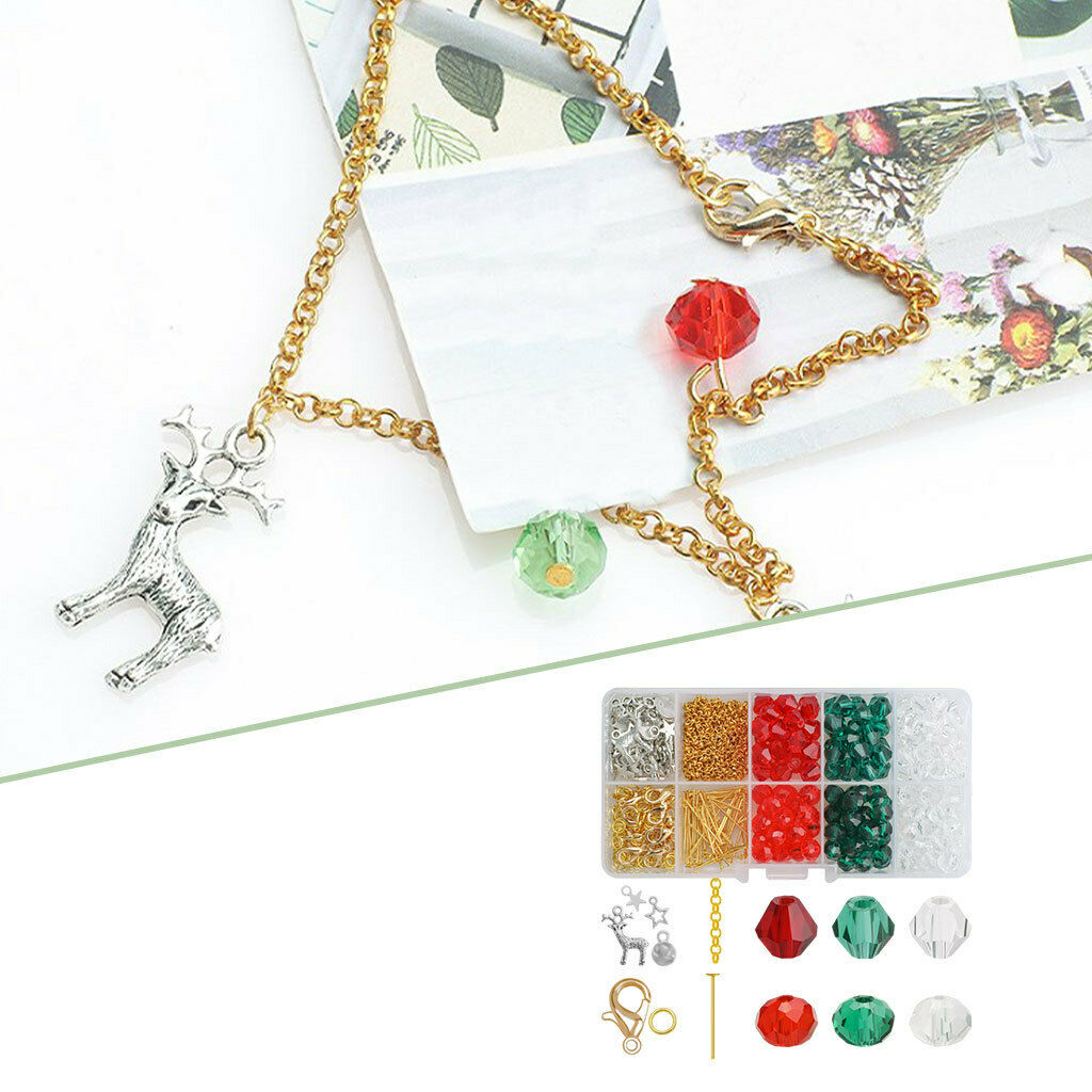 DIY Christmas Bracelet Color Beads Alloy Pendant Charms for Gift Adults