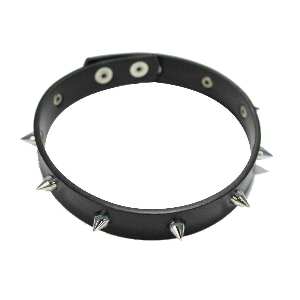2 Pieces Punk Rock Gothic Leather Spike Rivet Stud Collar Choker Necklace