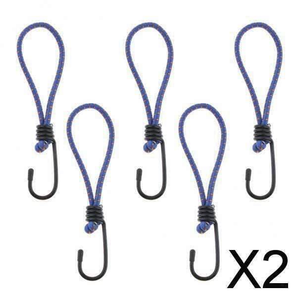 2X 5 Pcs Bungee Hook Tie - Tarpaulin Elastic Stretch Cord Straps with Hook 6mm