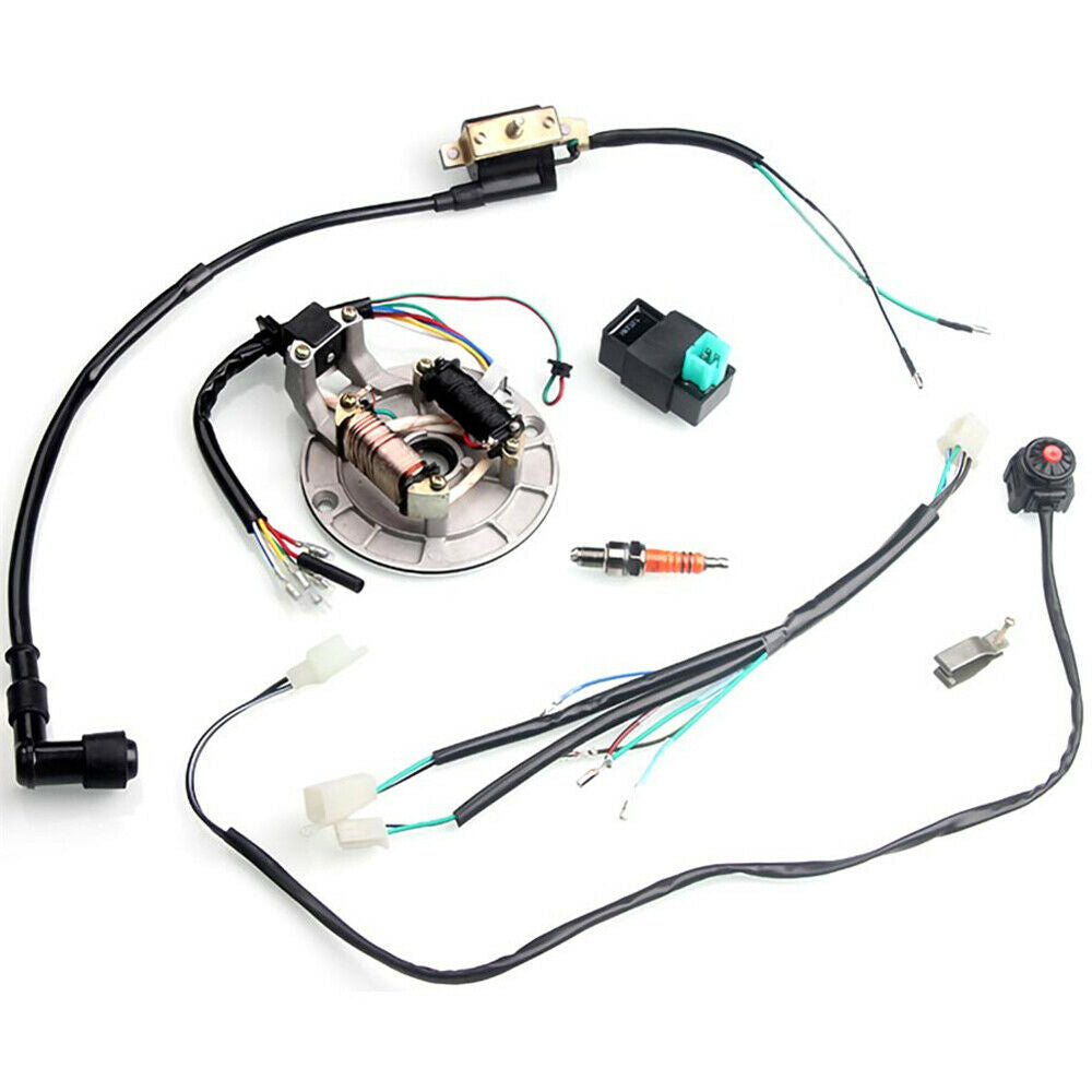 4 Stroke Dirt Pit Bike CDI Spark Plug Switch Full Wire Harness For 50cc-140cc