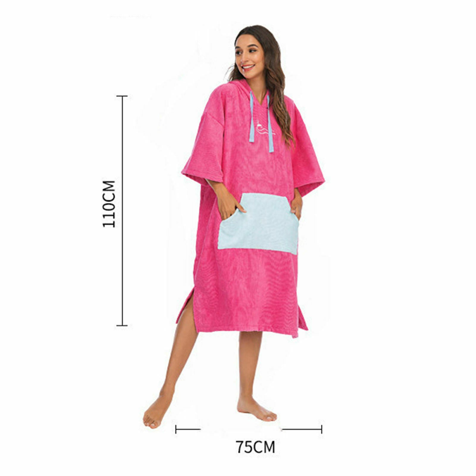 Surf Poncho Change Robe Wetsuit Towel Outdoor Sports Men Women Rose Red