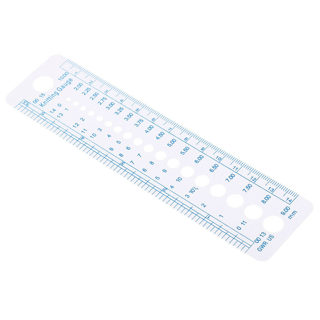 White 2-10mm 1pcs Knitting Needle Gauge Inch cm Ruler Tools for Crochet hook