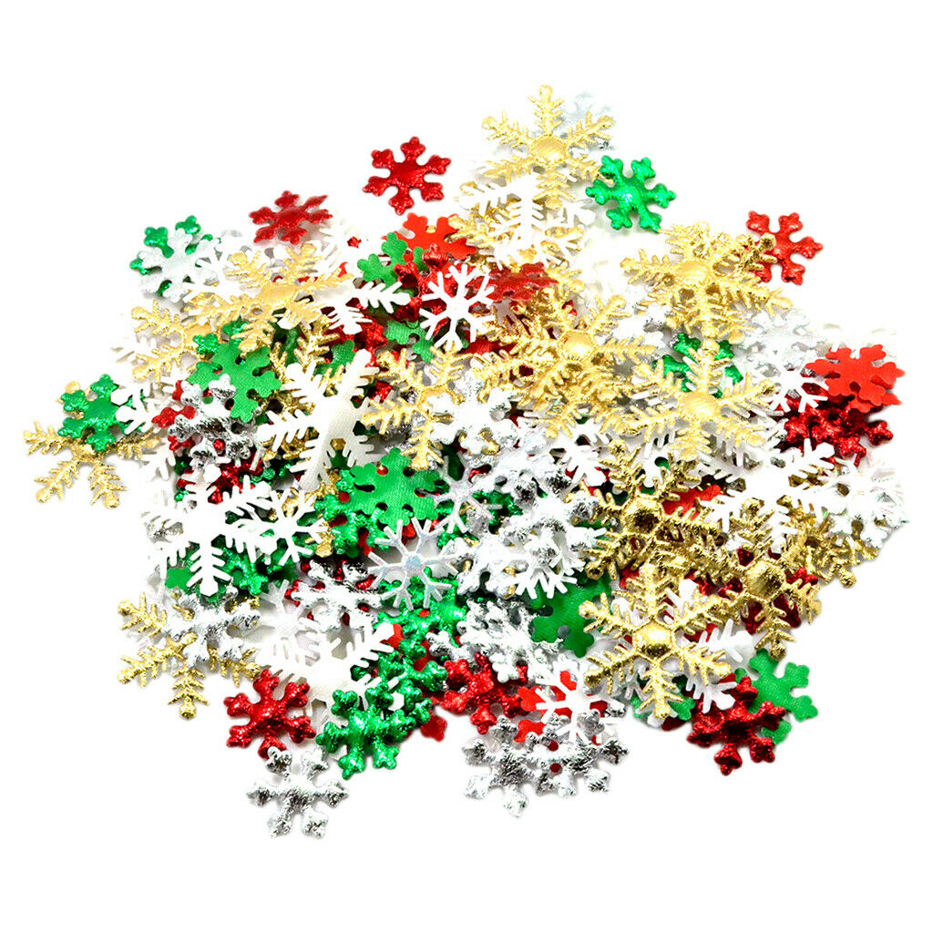200Pcs Fabric Snowflake Embellishments Flatback Button DIY   Cards Craft
