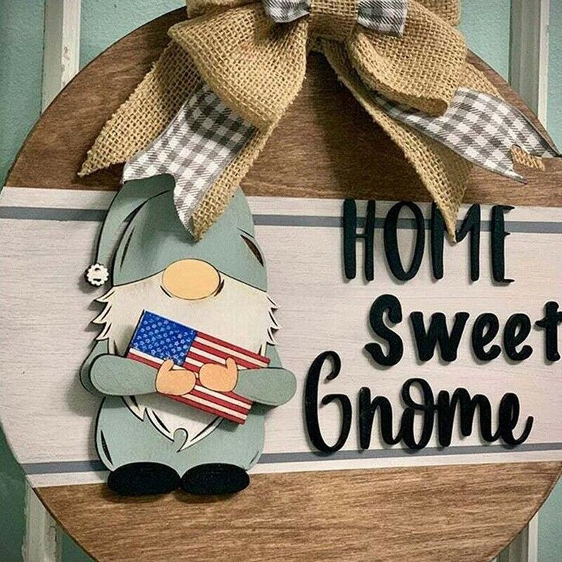 Welcome Sign Front Door Hanger Interchangeable Home Sweet Gnome Cute WelcomeA9U3