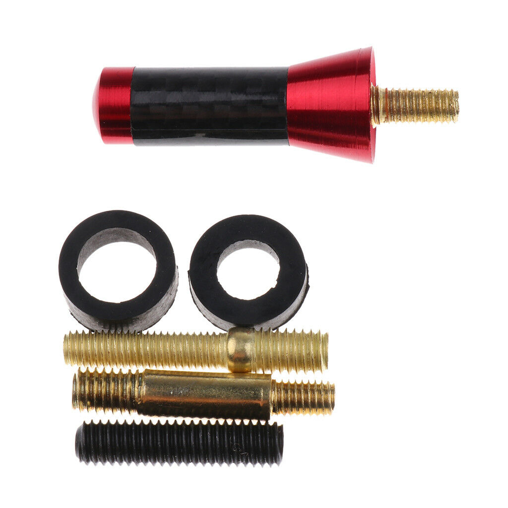 Red Aluminum Carbon Fiber Stubby Style Screw On Short Car Antenna 35mm