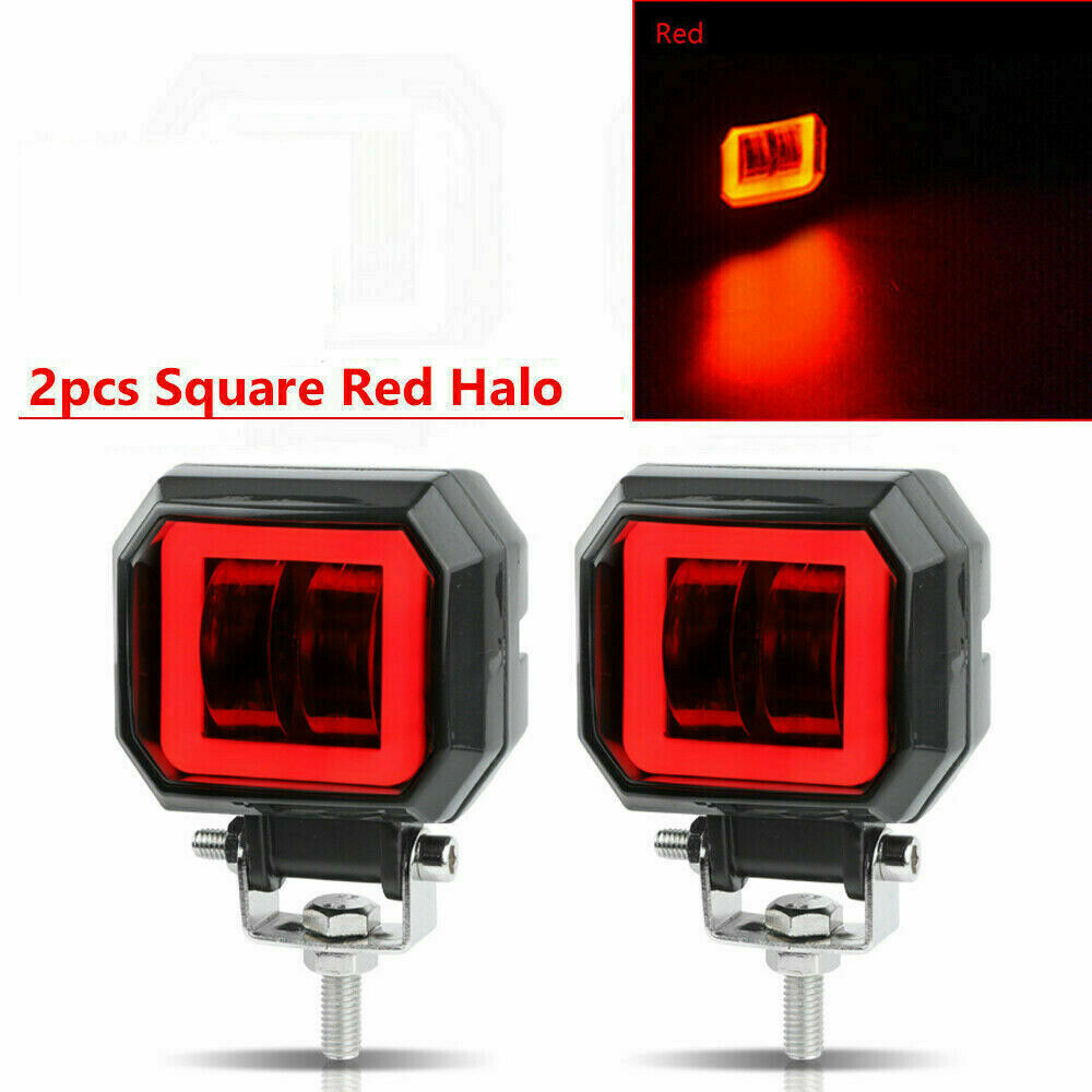 3inch LED Work Light Bar Spot Driving Fog Pods DRL Red Halo Offroad 4WD ATV SUV
