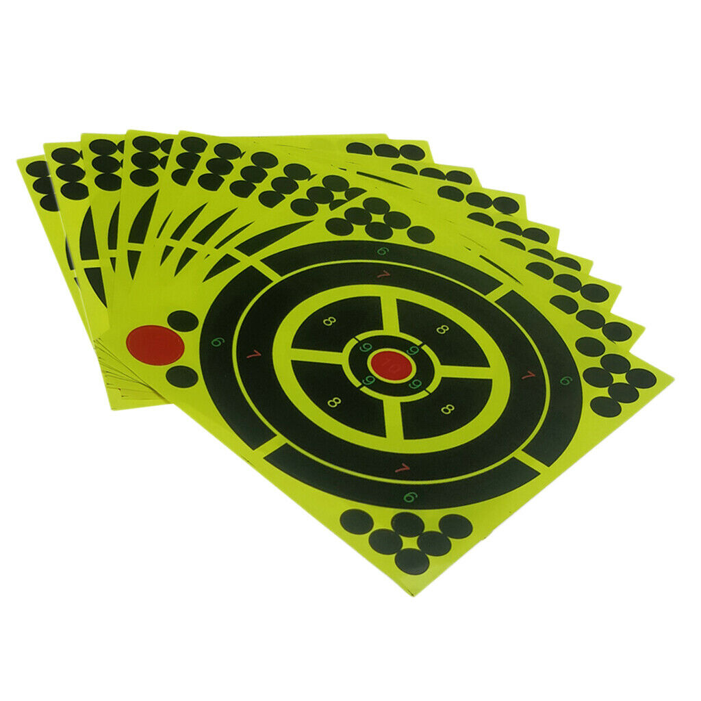 10 Pieces Shooting Training Paper Target Splatter Adhesive Stick 8x8inch