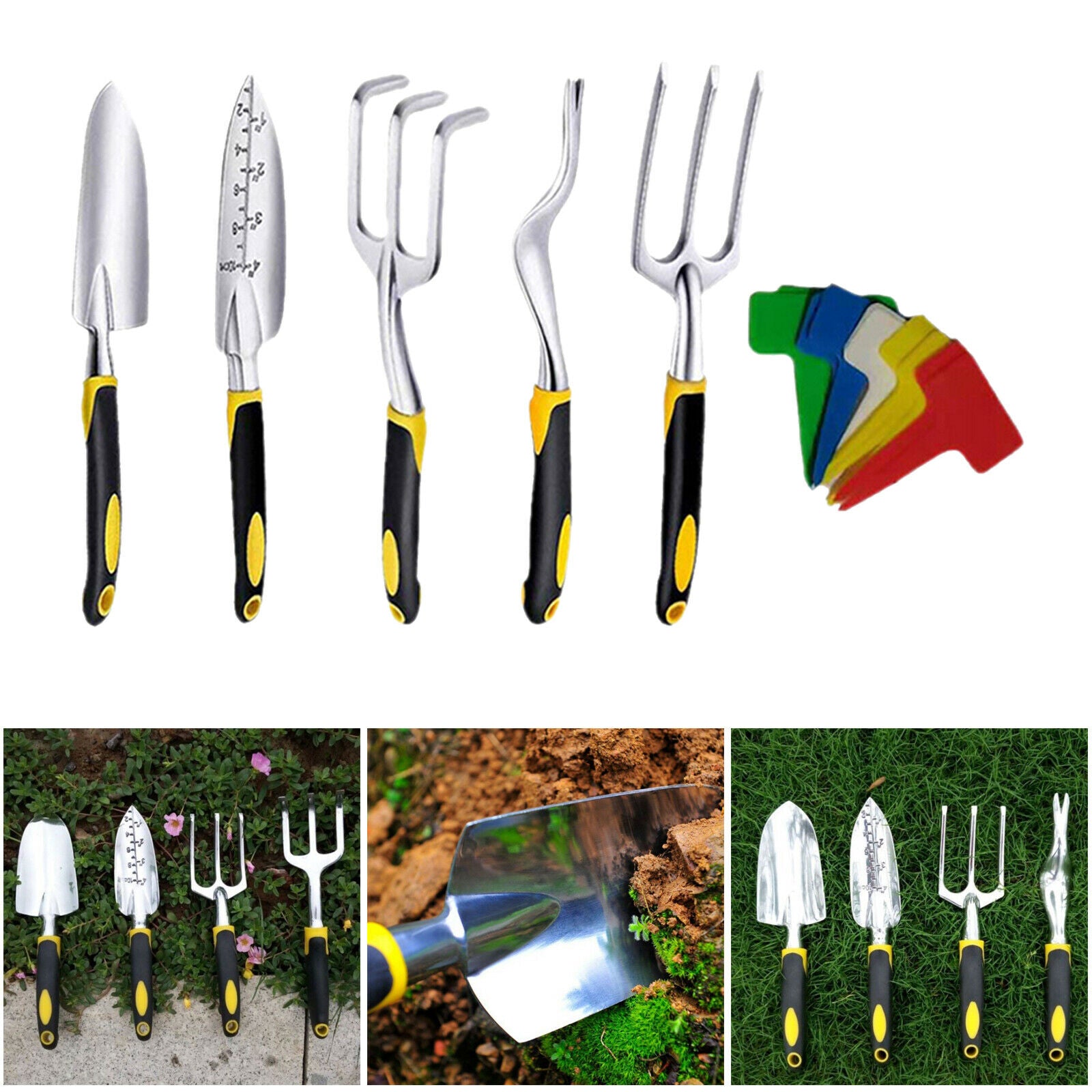 5 Pieces Heavy Duty Garden Tools Set Transplanter Cultivator Garden Kit